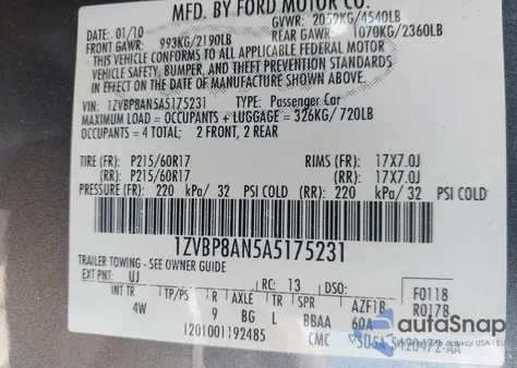 2010 Ford Mustang V6/V6 Premium from USA, damaged, VIN 1ZVBP8AN5A5175231